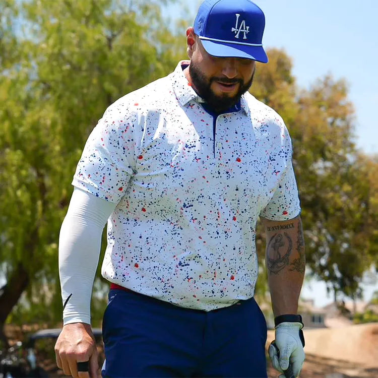 Splatter Print Polo - Back Pin Golf